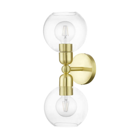 Livex Lighting 16972-12 2 Light Satin Brass Sphere Vanity Sconce