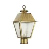 Livex Lighting 2166-01 Transitional Two Light Outdoor Post Lantern from Mansfield Collection Finish, 9.00 inches, 16.50x9.00x9.00, Antique Brass