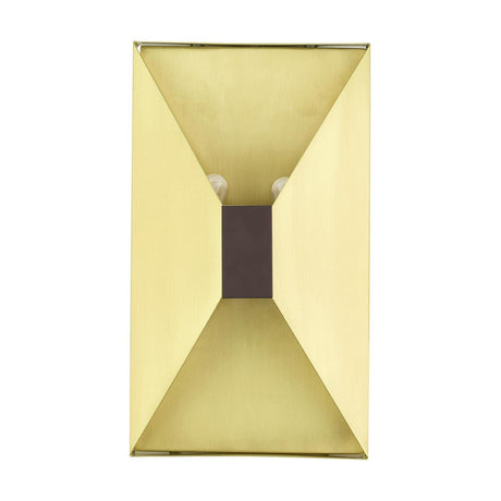 Livex Lighting Lexford 2 Light ADA Wall Sconce Satin Brass Finish with Bronze Finish Accents