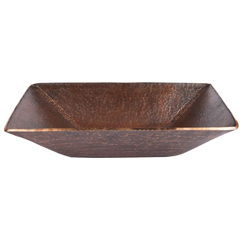 Premier Copper Products PVMRECDB 17-Inch Modern Rectangle Hand Forged Old World Copper Vessel Sink