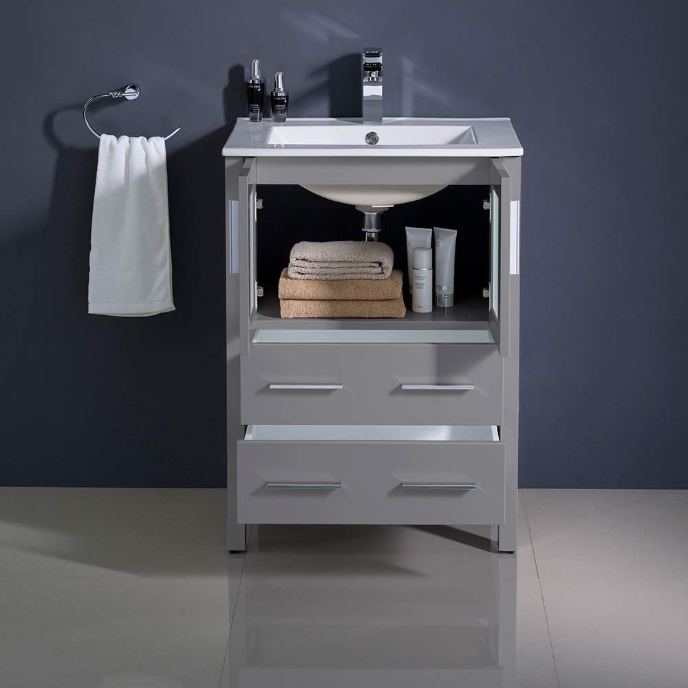 Fresca FCB6224GR-I Fresca Torino 24" Gray Modern Bathroom Cabinet w/ Integrated Sink