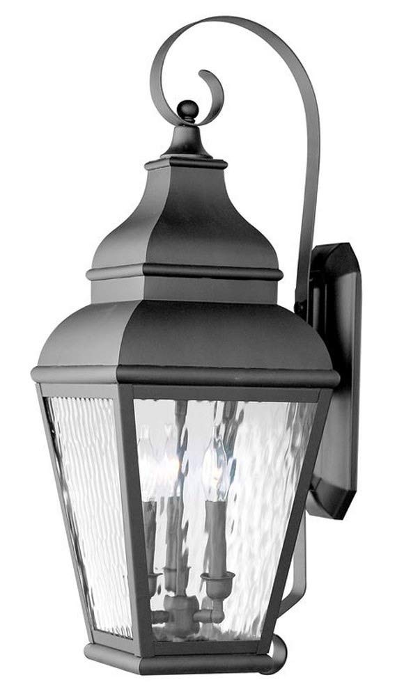 Livex Lighting 2605-04 Outdoor Wall Lantern with Clear Water Glass Shades, Black