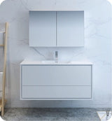 Fresca FVN9248WH Fresca Catania 48" Glossy White Wall Hung Modern Bathroom Vanity w/ Medicine Cabinet