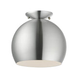 Livex Lighting 43390-66 Piedmont - 1 Light Semi-Flush Mount in Transitional Style-9.25 Inches Tall and 10 Inches Wide, Brushed Aluminum Finish with Brushed Aluminum/Shiny White Shade
