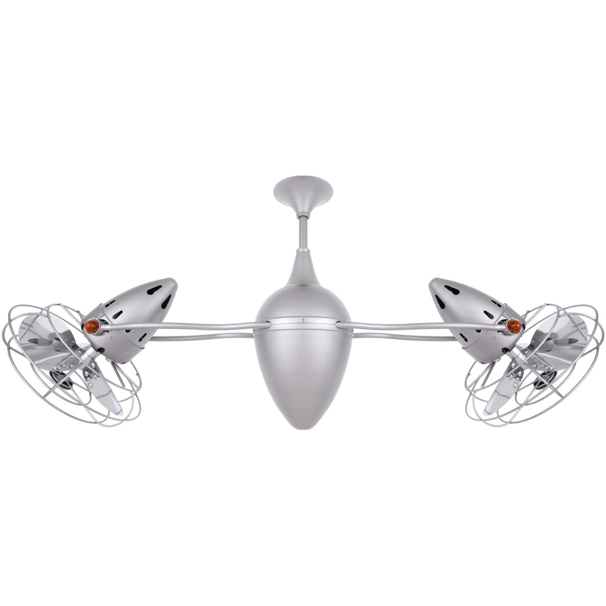 Matthews Fan AR-BN-MTL Ar Ruthiane 360° dual headed rotational ceiling fan in brushed nickel finish with metal blades.