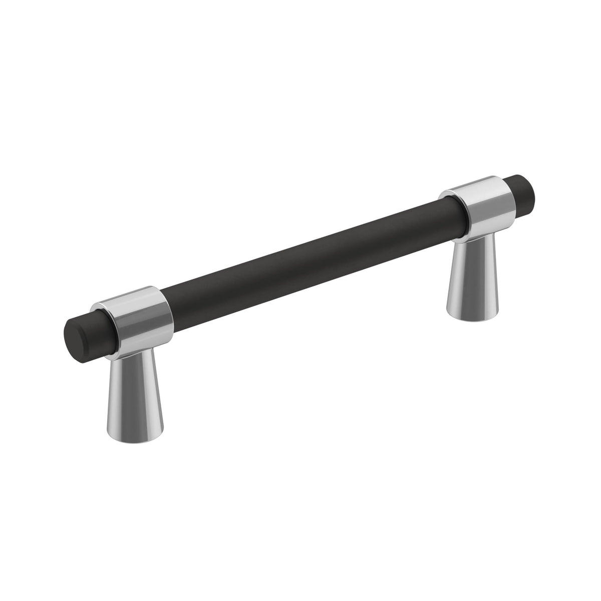 Amerock Cabinet Pull Polished Chrome/Matte Black 3-3/4 inch (96 mm) Center-to-Center Mergence 1 Pack Drawer Pull Cabinet Handle Cabinet Hardware