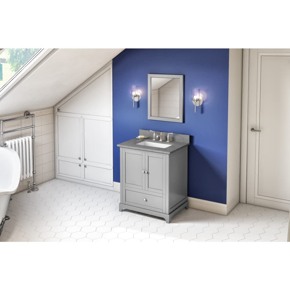 Jeffrey Alexander VKITADD30GRSGR 30" Grey Addington Vanity, Steel Grey Cultured Marble Vanity Top, undermount rectangle bowl