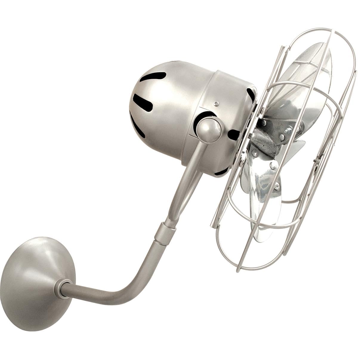 Matthews Fan MP-BN-MTL Michelle Parede vintage style wall fan in brushed nickel finish.
