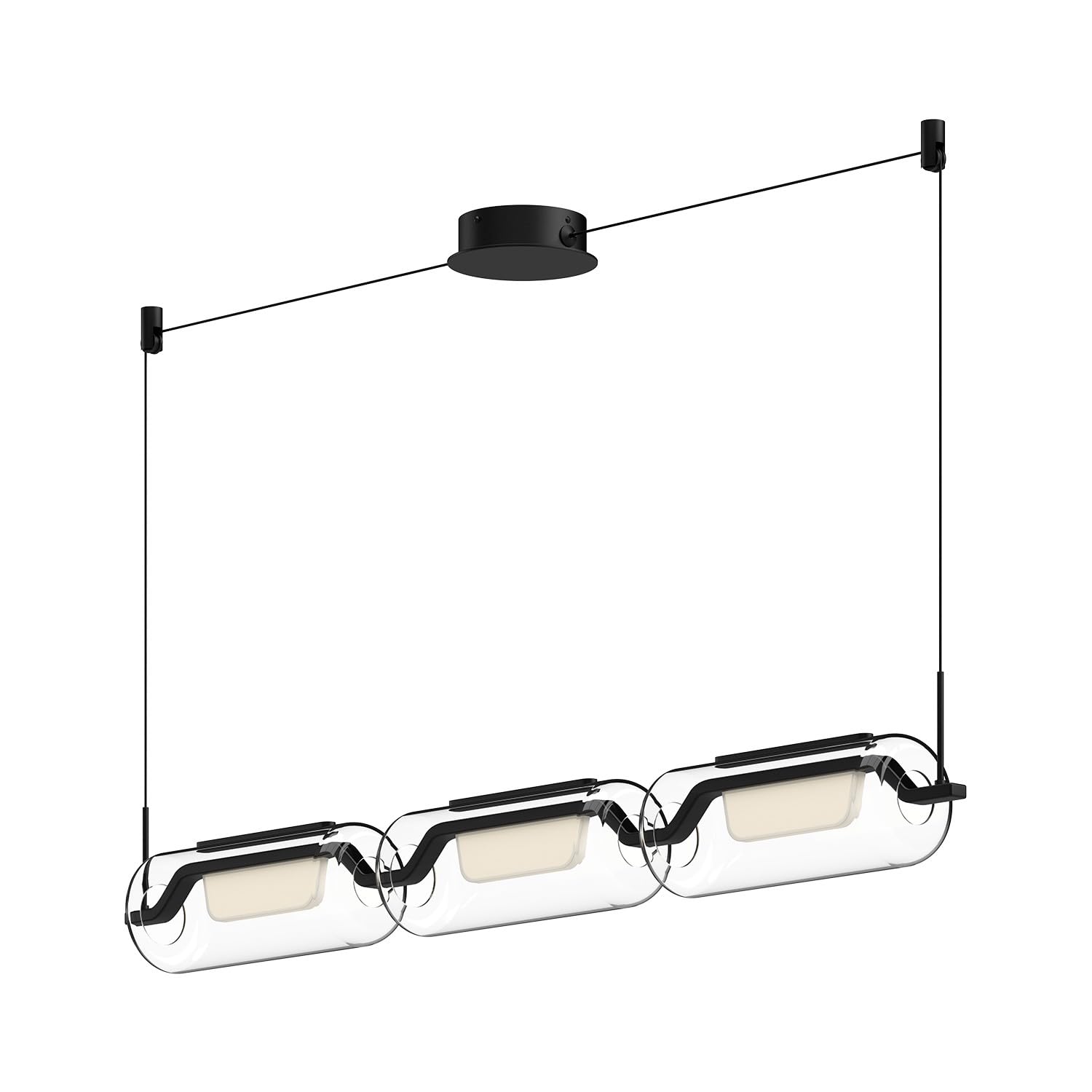 Kuzco LP28543-BK HILO 43" LINEAR PENDANT TEXTURED BLACK 120" WIRE 120V TRIAC/ELV LED 3000K 90CRI 29W