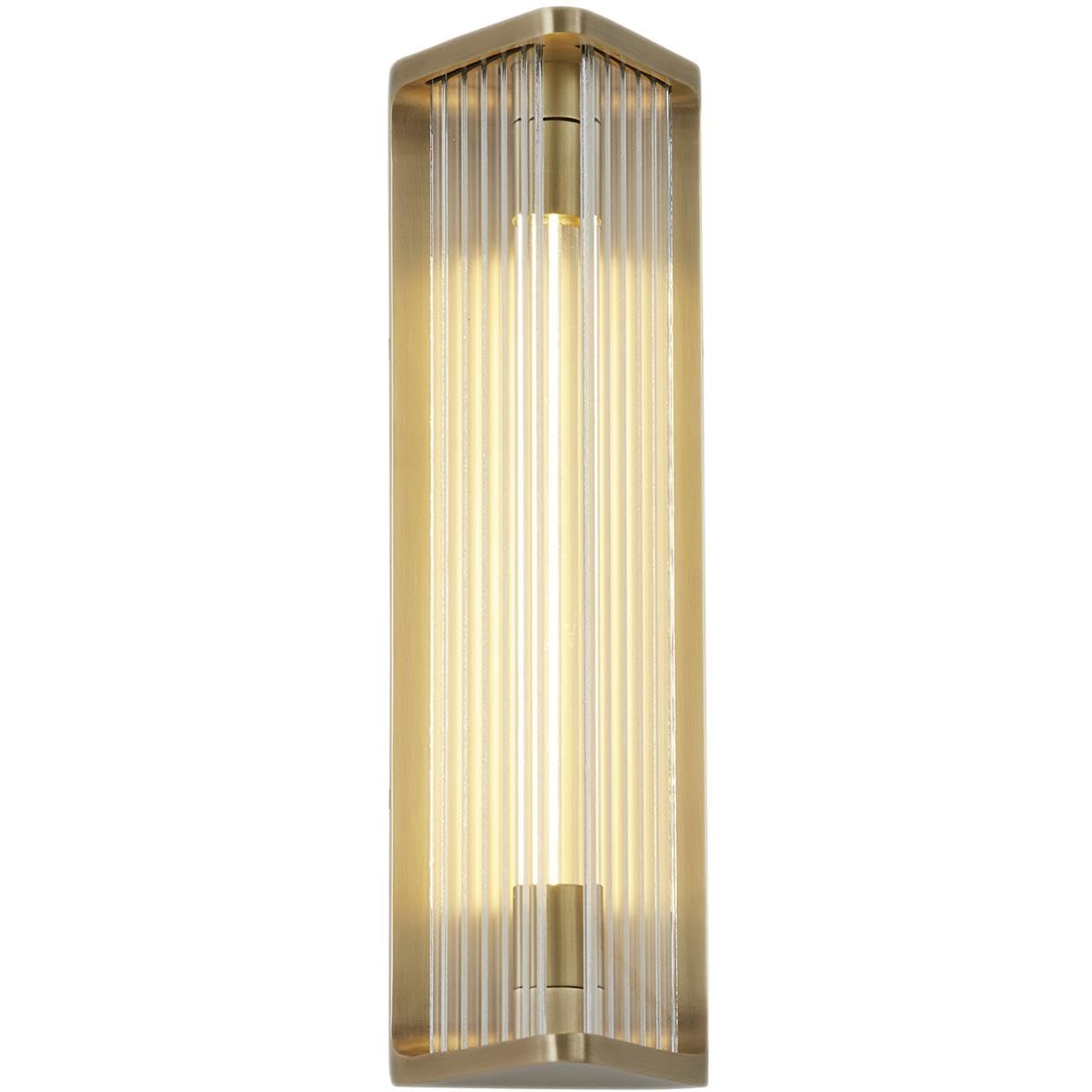 Alora WV339112VBCR SABRE 12" WV VINTAGE BRASS CLEAR RIBBED GLASS 6W LED 90 2700K DC LED