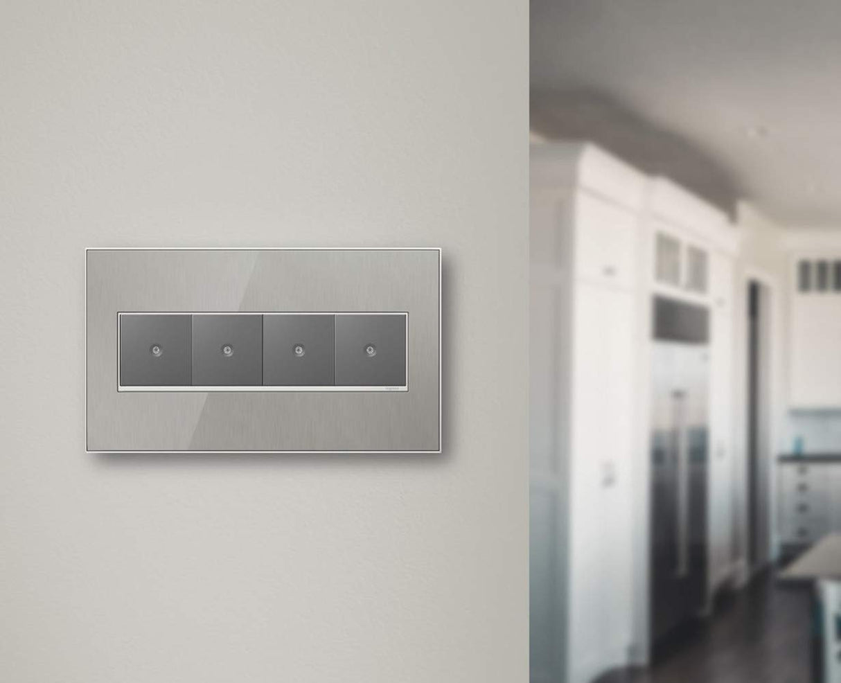 Legrand adorne Custom Wall Plate, 3-Gang, Magnesium Trim, AWM3GM4