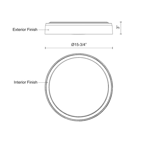 Kuzco FM43916-WH/GD ESSEX 16" FLUSH MOUNT WHITE OUTER GOLD INNER 31W 120VAC LED 3000K 90CRI