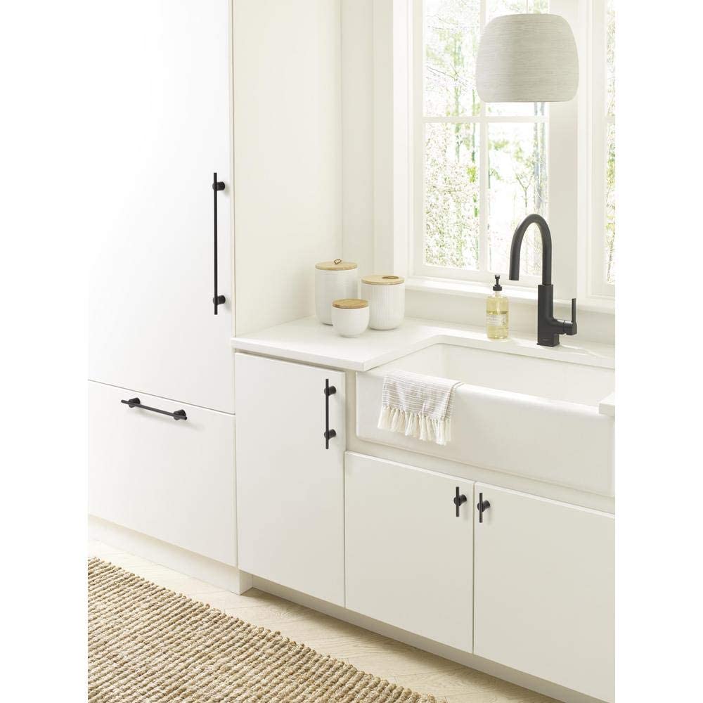 Amerock Cabinet Pull Matte Black 5-1/16 inch (128 mm) Center to Center Transcendent 1 Pack Drawer Pull Drawer Handle Cabinet Hardware