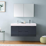 Fresca FVN8348WH-D Fresca Valencia 48" Glossy White Wall Hung Double Sink Modern Bathroom Vanity w/ Medicine Cabinet