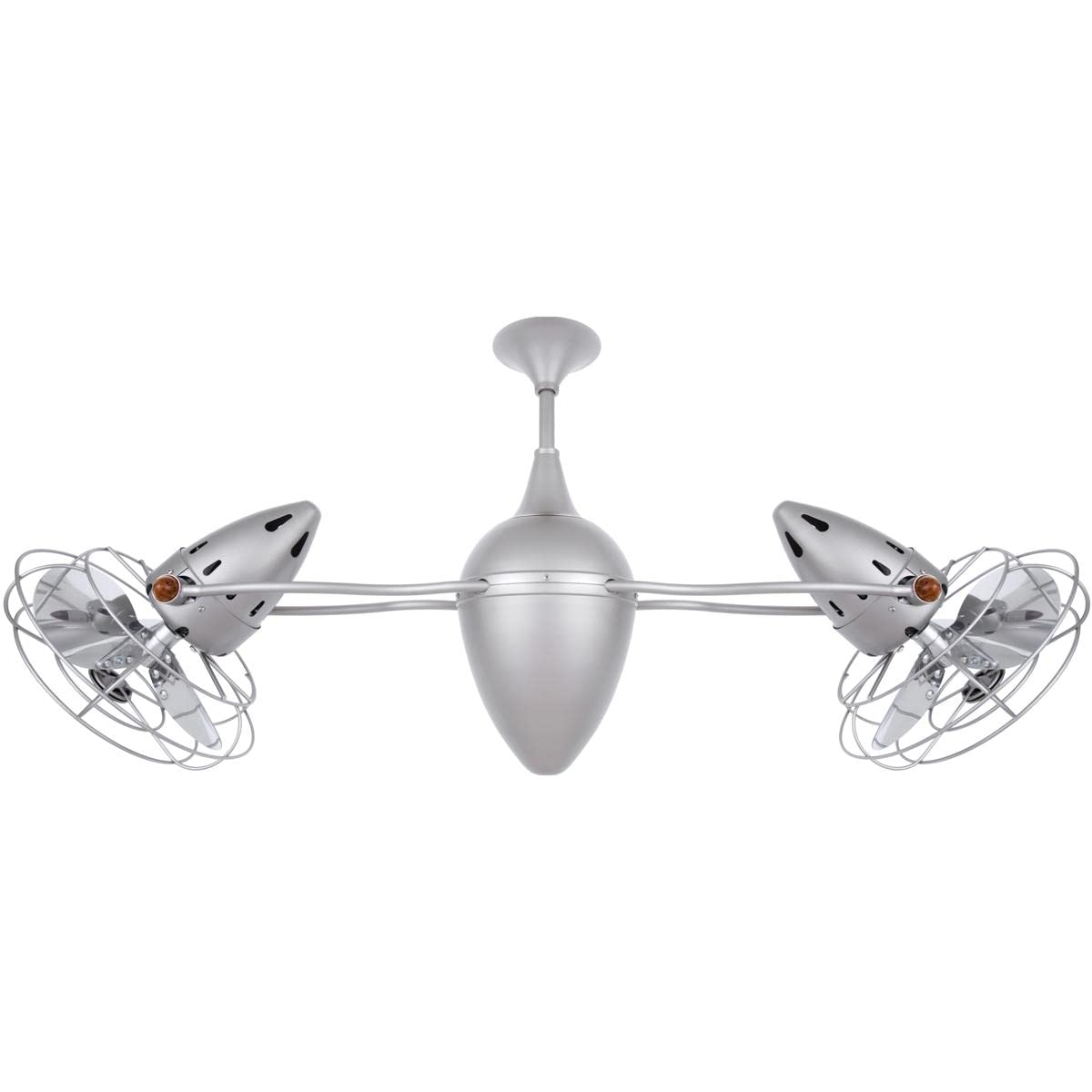 Matthews Fan AR-BN-MTL Ar Ruthiane 360° dual headed rotational ceiling fan in brushed nickel finish with metal blades.