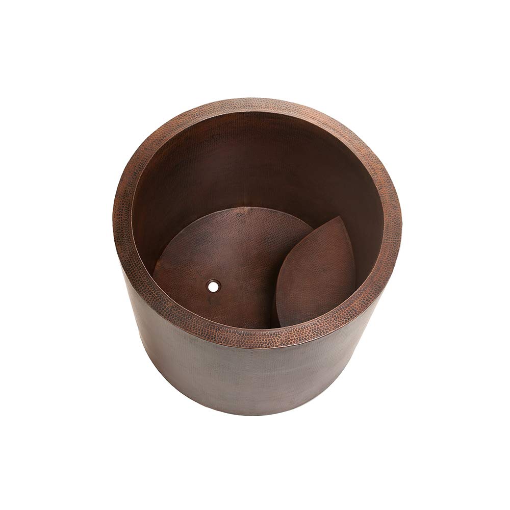 Premier Copper Products BTR45DB Japanese Style Soaking Hand Hammered Copper Bath Tub, Oil Rubbed Bronze