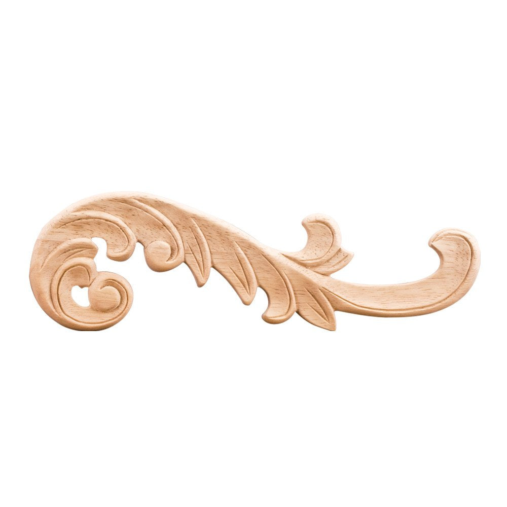Hardware Resources PAPL-05-RRW 10-1/2" W x 5/16" D x 3-1/4" H Right Curved Pressed Rubberwood Acanthus Appliqué