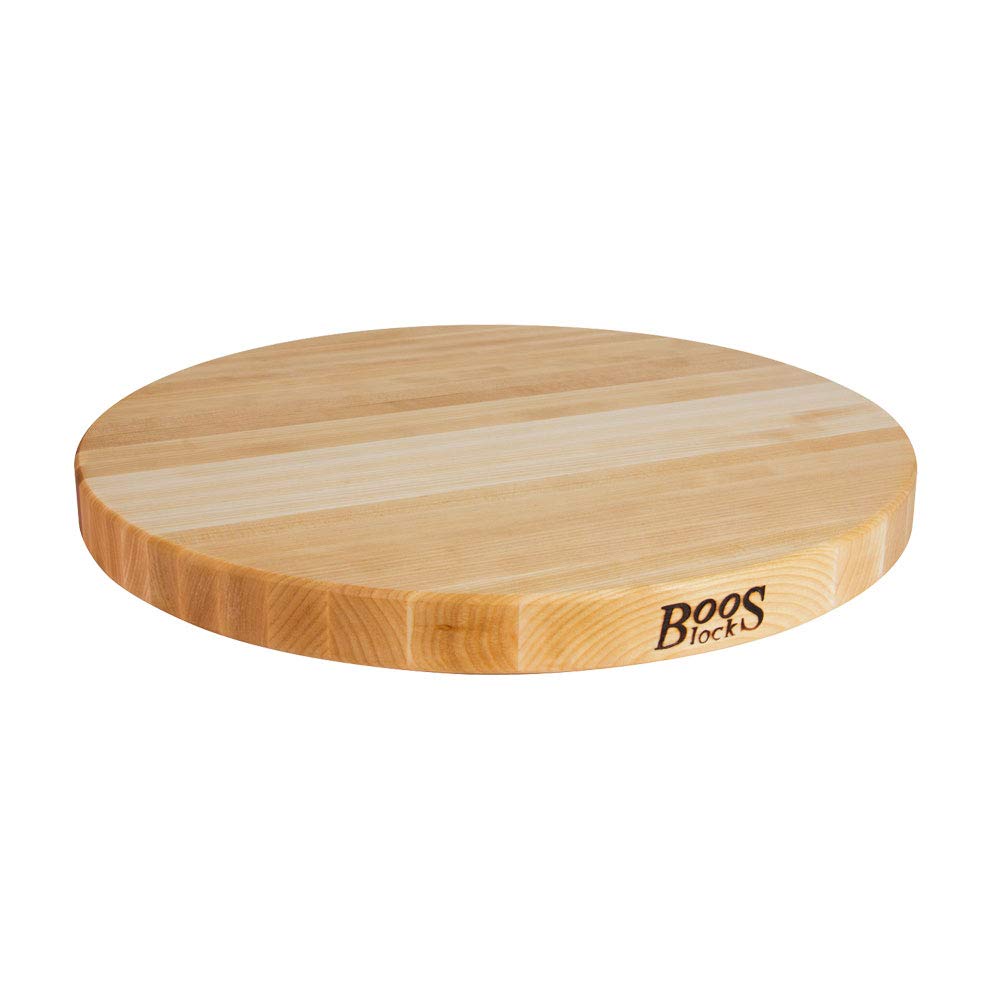 John Boos R18 Large Maple Wood Cutting Board for Kitchen Prep 18 Inches Diameter, 1.5 Thick Reversible End Grain Round Charcuterie Block 18DIAX1.5 MPL-EDGE GR-REV-BRANDED