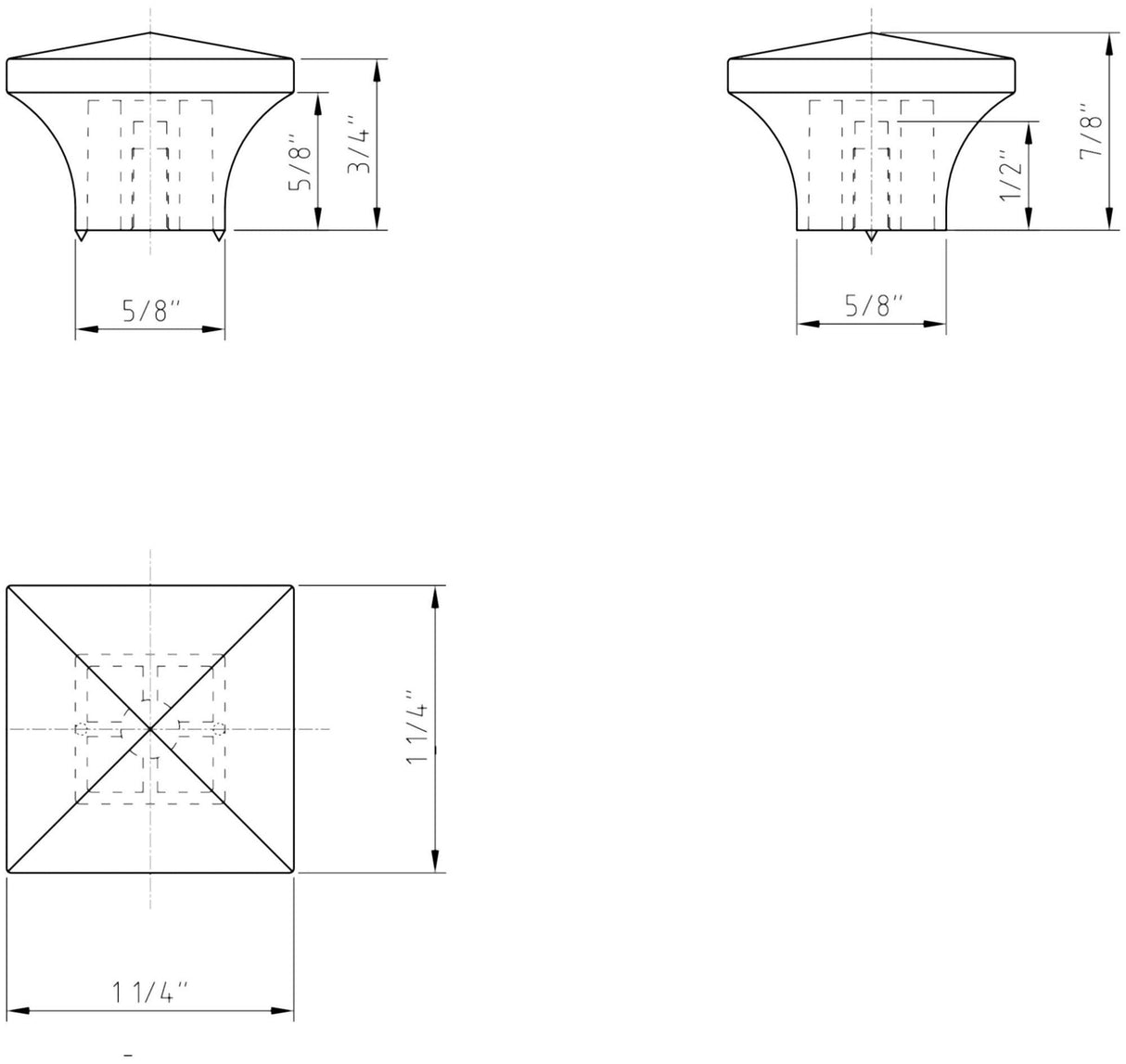 Jeffrey Alexander 595SN 1-1/4" Overall Length Satin Nickel Pyramid Cairo Cabinet Knob