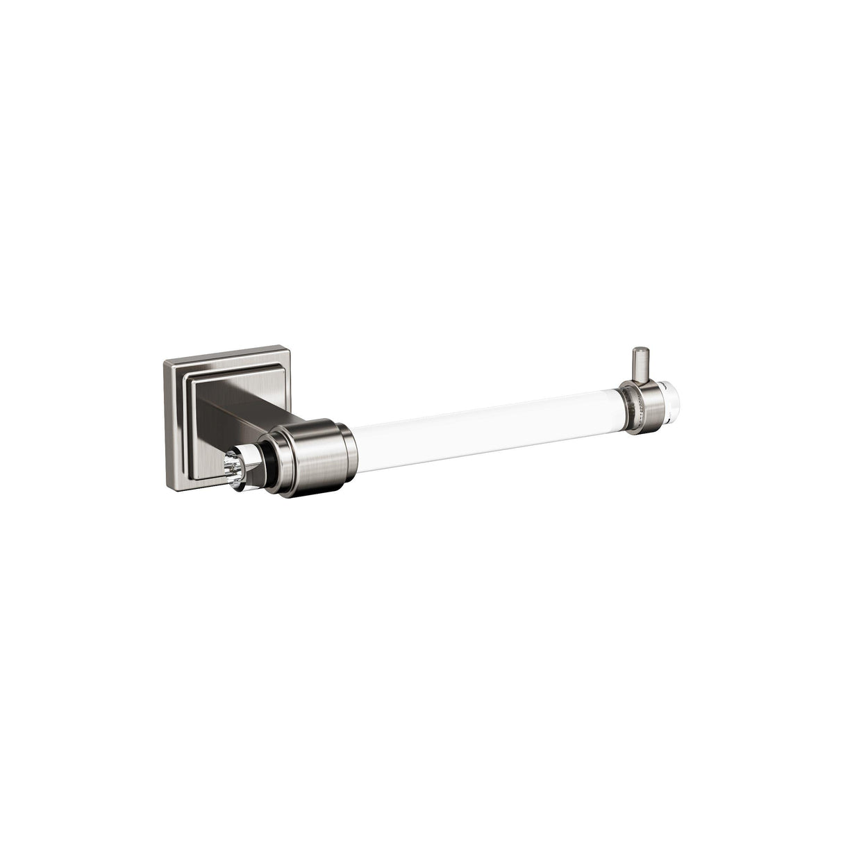 Amerock BH36061CG10 Clear/Brushed Nickel Single Post Toilet Paper Holder 7-1/16 in. (179 mm) Toilet Tissue Holder Glacio Bath Tissue Holder Bathroom Hardware Bath Accessories