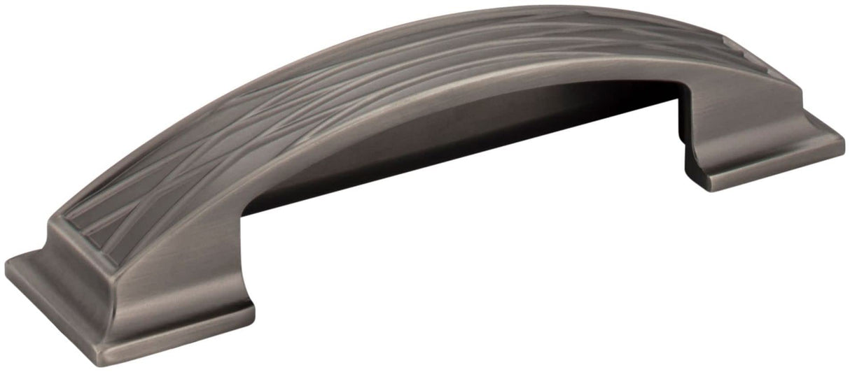 Jeffrey Alexander 536-96BNBDL 96 mm Center-to-Center Brushed Pewter Square Geometric Pattern Aberdeen Cabinet Cup Pull