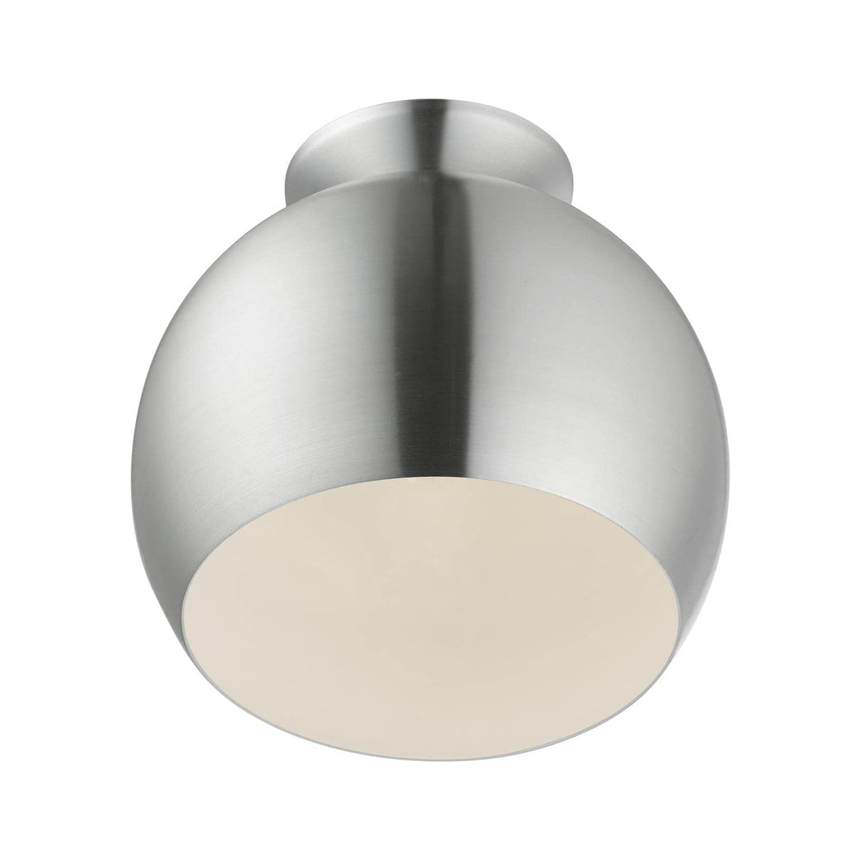 Livex Lighting 43390-66 Piedmont - 1 Light Semi-Flush Mount in Transitional Style-9.25 Inches Tall and 10 Inches Wide, Brushed Aluminum Finish with Brushed Aluminum/Shiny White Shade