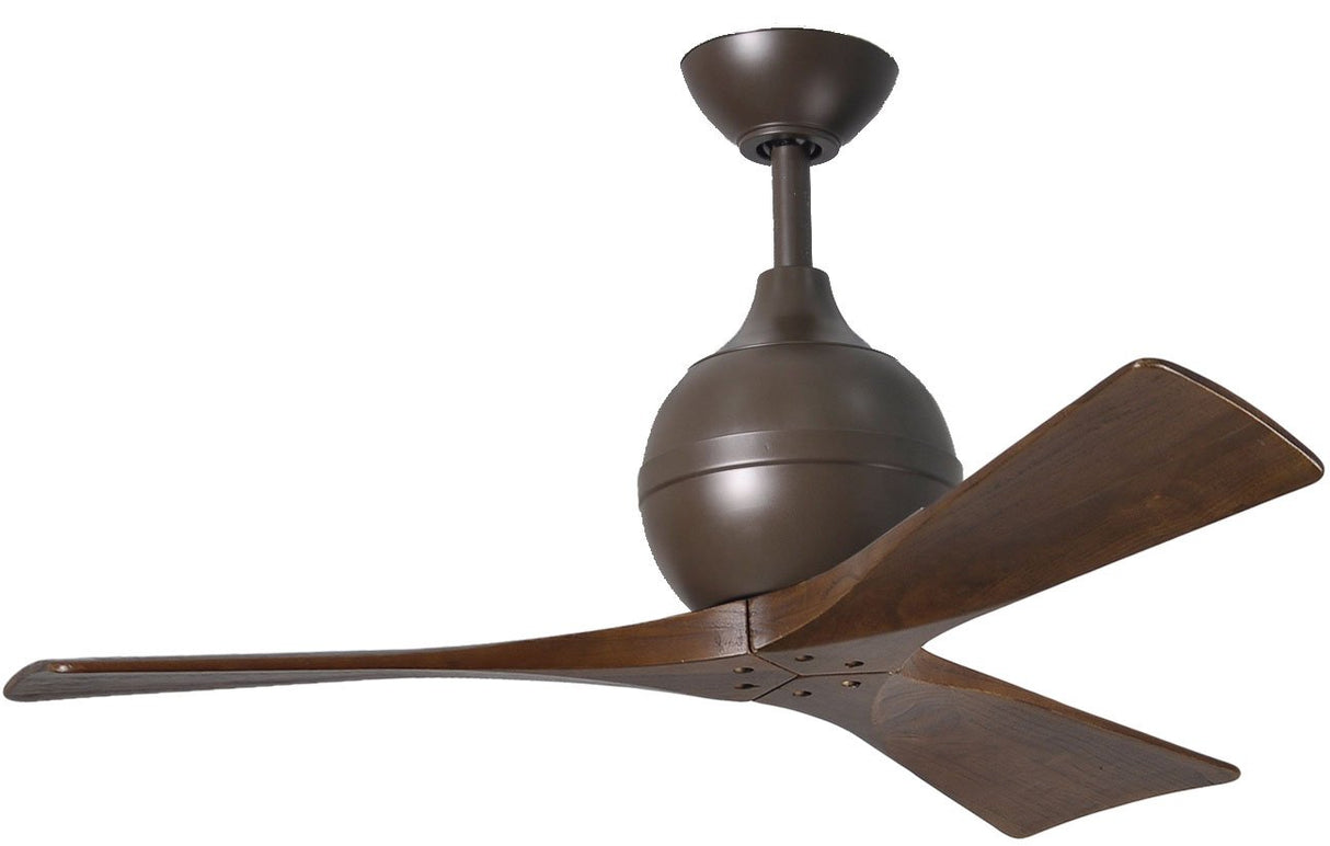 Matthews Fan IR3-TB-WA-42 Irene-3 three-blade paddle fan in Textured Bronze finish with 42" solid walnut tone blades.