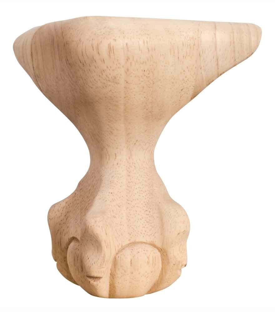 Hardware Resources WL60RW 4-1/2" W x 4-1/2" D x 6" H Rubberwood Smooth Ball & Claw Leg