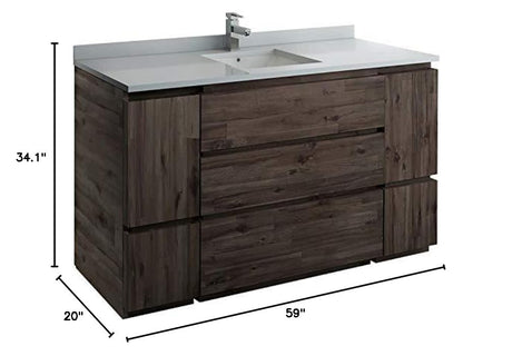 Fresca FCB31-123612ACA-FC Fresca Formosa 59" Floor Standing Single Sink Modern Bathroom Cabinet