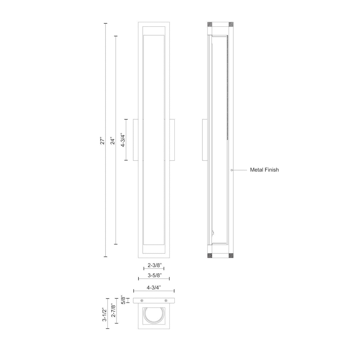 Kuzco WS83427-BK LED BOX RD WS L BLACK WH GLASS