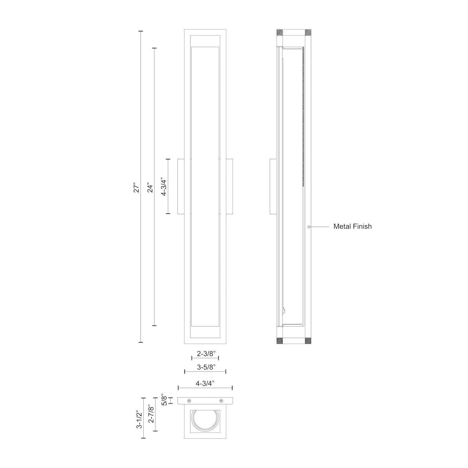 Kuzco WS83427-BK LED BOX RD WS L BLACK WH GLASS