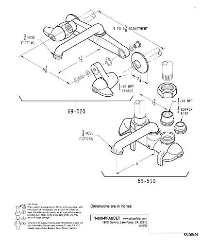 Pfister 69-020 Wallmount Laundry Faucet, Unpolished Chrome 069-0200-PF