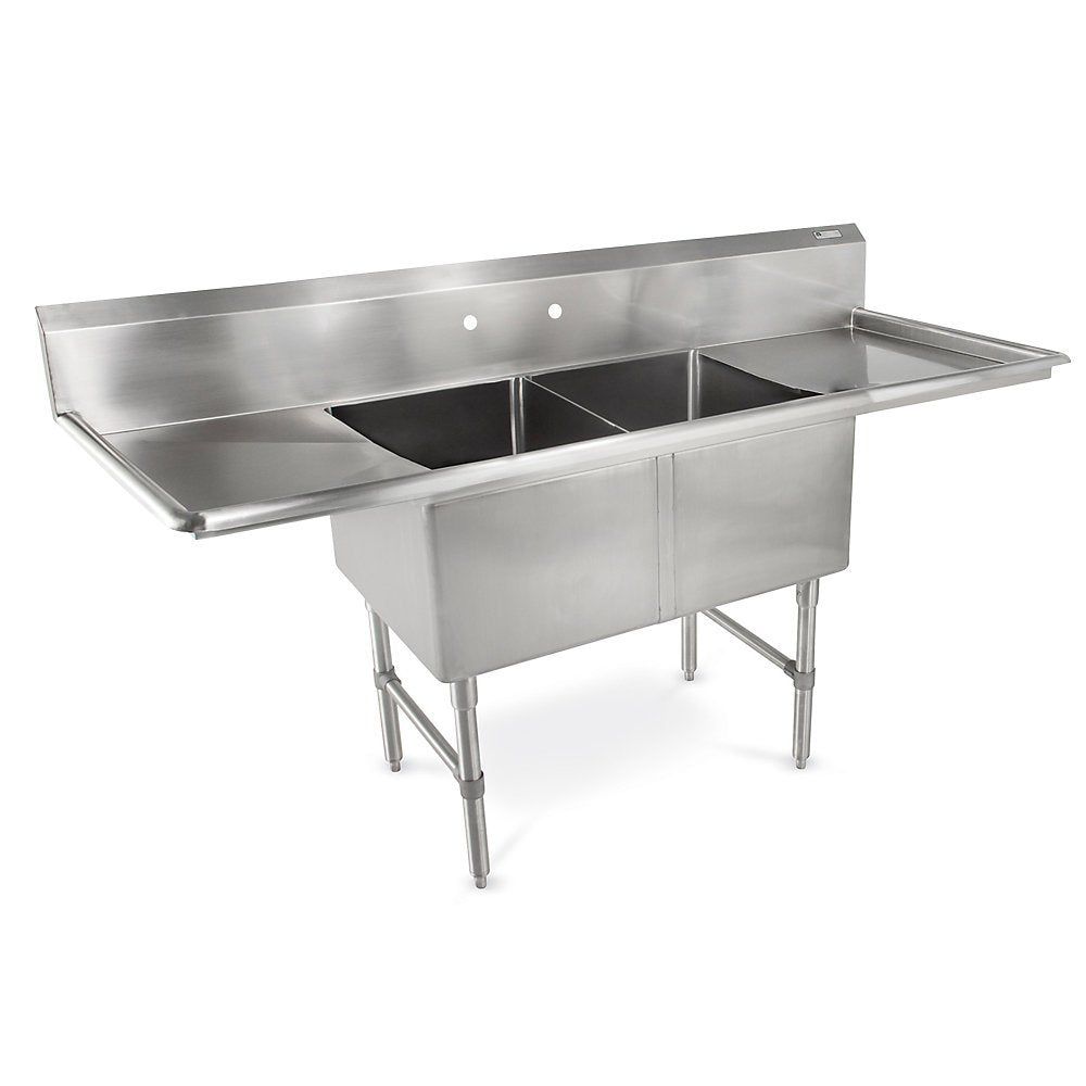 John Boos 2B18244-2D18 16-Gauge Stainless Steel Sinks With Drain Boards - 18"Lx24"W Bowl 2