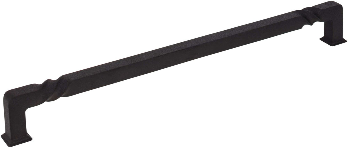 Jeffrey Alexander 602-12BLK 12" Center-to-Center Matte Black Rustic Twist Tahoe Appliance Handle