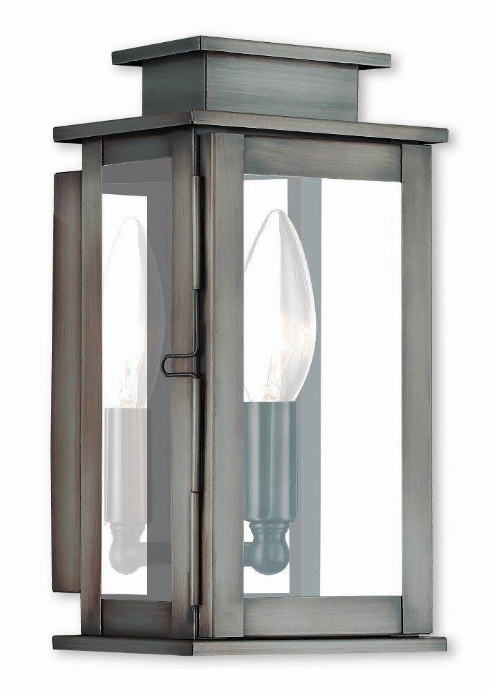 Livex Lighting 20191-29 Transitional One Light Outdoor Wall Lantern from Princeton Collection in Pwt, Nckl, B/S, Slvr. Finish, Vintage Pewter