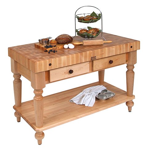 John Boos CUCR05-SHF Cucina Rustica Island with Shelf 48x24x35