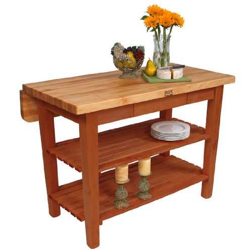 John Boos KIB04-CR Kitchen Island Bar Work Table, 60in x 38in, Cherry Base