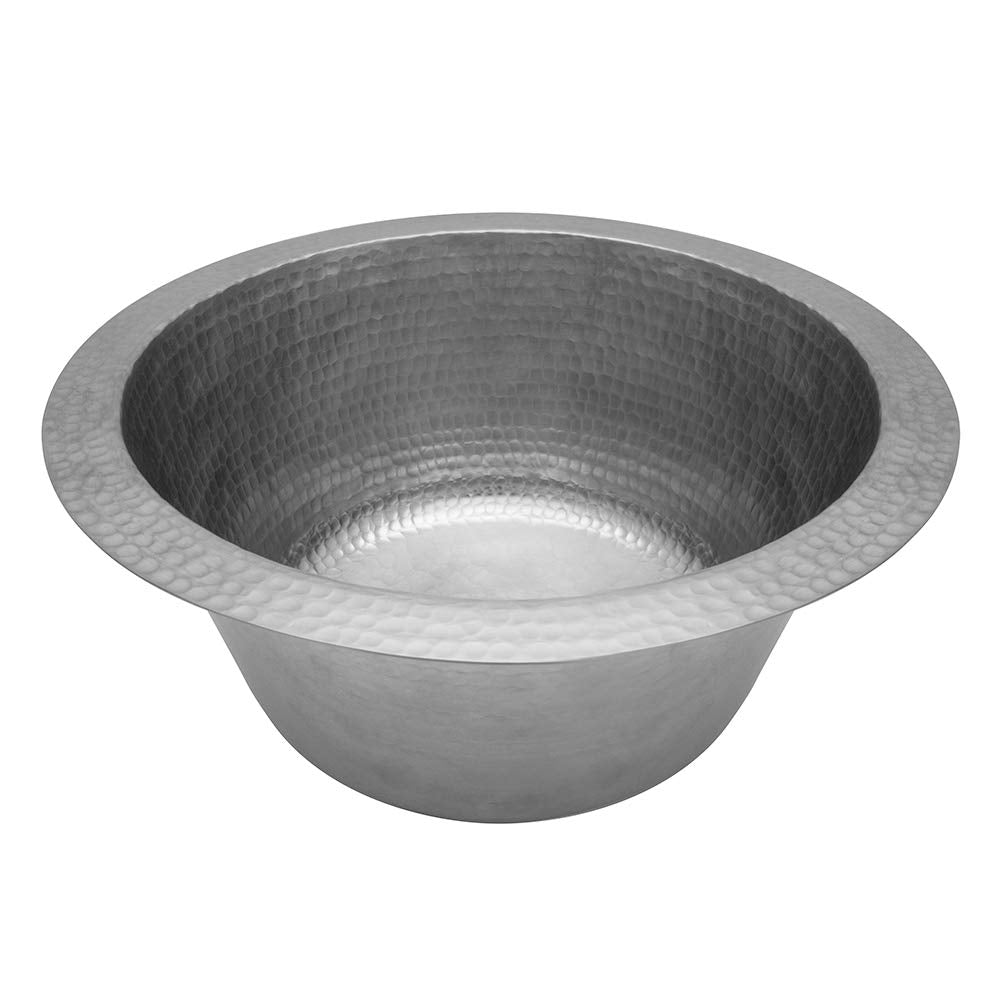 Premier Copper Products BR12EN2 12-Inch Round Hammered Copper Bar Sink w/ 2-Inch Drain Size in Nickel