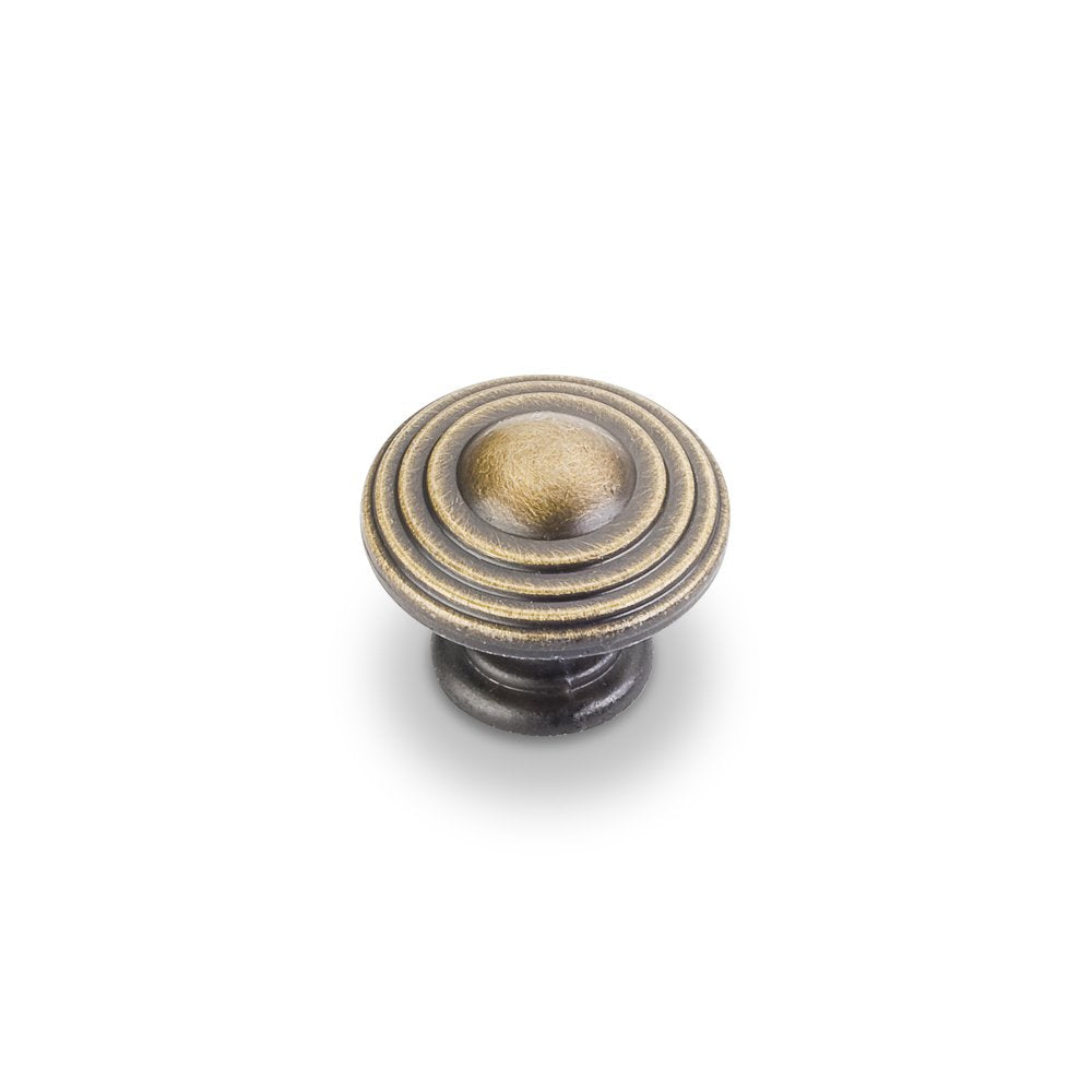 Jeffrey Alexander 137ABSB 1-1/4" Diameter Antique Brushed Satin Brass Stacked Bremen 2 Cabinet Knob