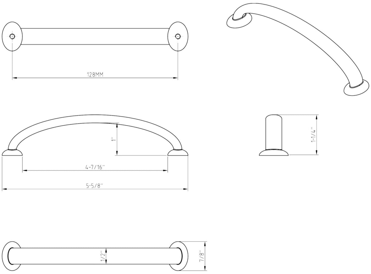 Jeffrey Alexander 650-128PC 128 mm Center-to-Center Polished Chrome Hudson Cabinet Pull