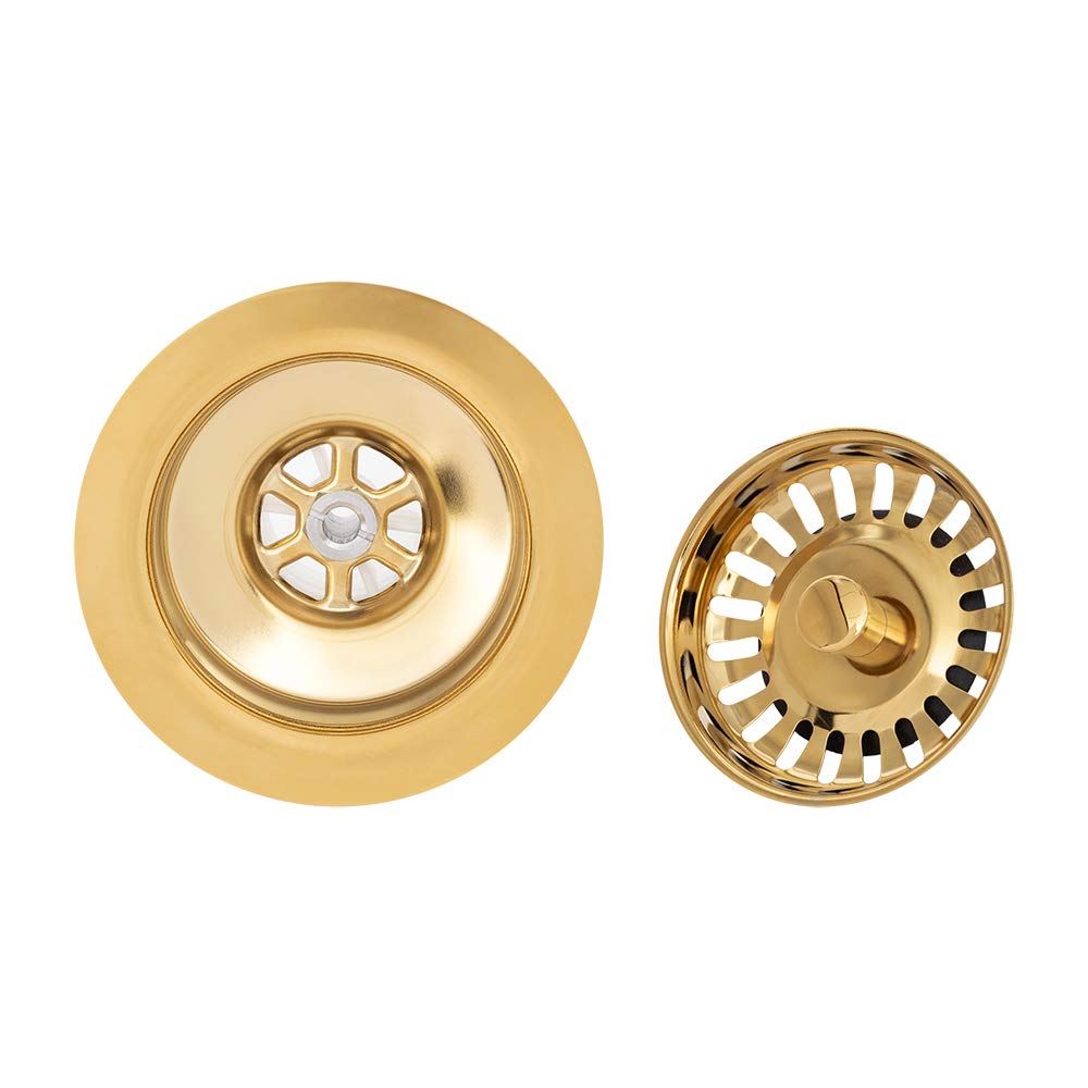 Premier Copper Products D-132PB 3.5-Inch Kitchen, Prep, Bar Basket Strainer Drain, Polished Brass