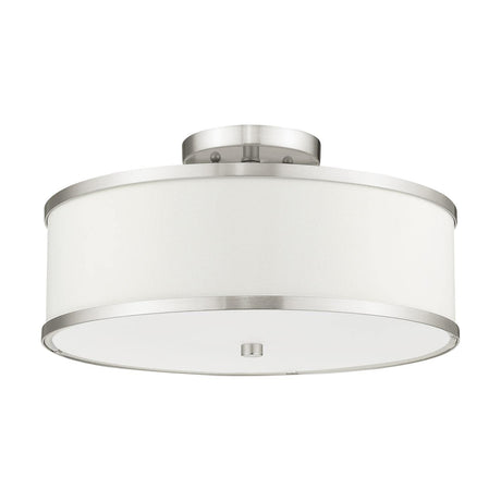 Livex Lighting 62628-91 Transitional Three Light Ceiling Mount from Park Ridge Collection in Pwt, Nckl, B/S, Slvr. Finish, Brushed Nickel