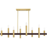 Livex Lighting 46868-12 8 Light Satin Brass & Bronze Linear Chandelier