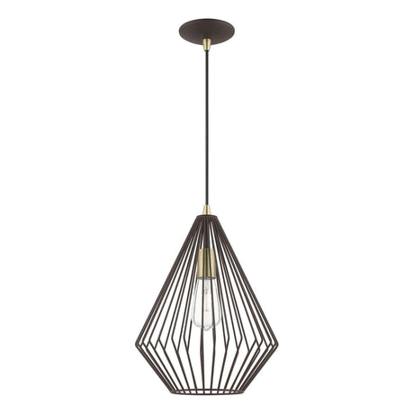 Livex Lighting 41325-07 Linz 1 Light 12 inch Bronze with Antique Brass Accents Pendant Ceiling Light