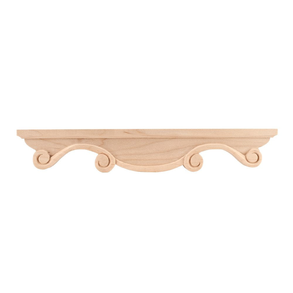 Hardware Resources PFM2-MP 16" W x 1" D x 2-1/2" H Maple Scrolled Middle Corner Foot