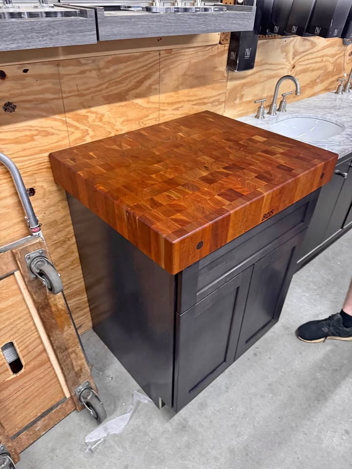 30” John Boos Cherry 4” Butcher Block with Solid Fabuwood 27” Base Cabinet w/ Draw & Roll Out