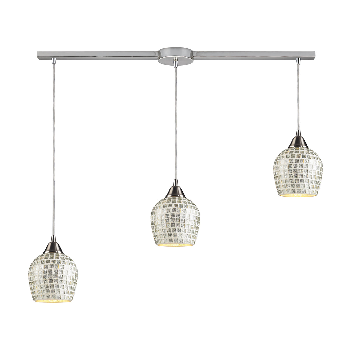 Elk 528-3L-SLV Fusion 36'' Wide 3-Light Pendant - Satin Nickel with Silver Mosaic