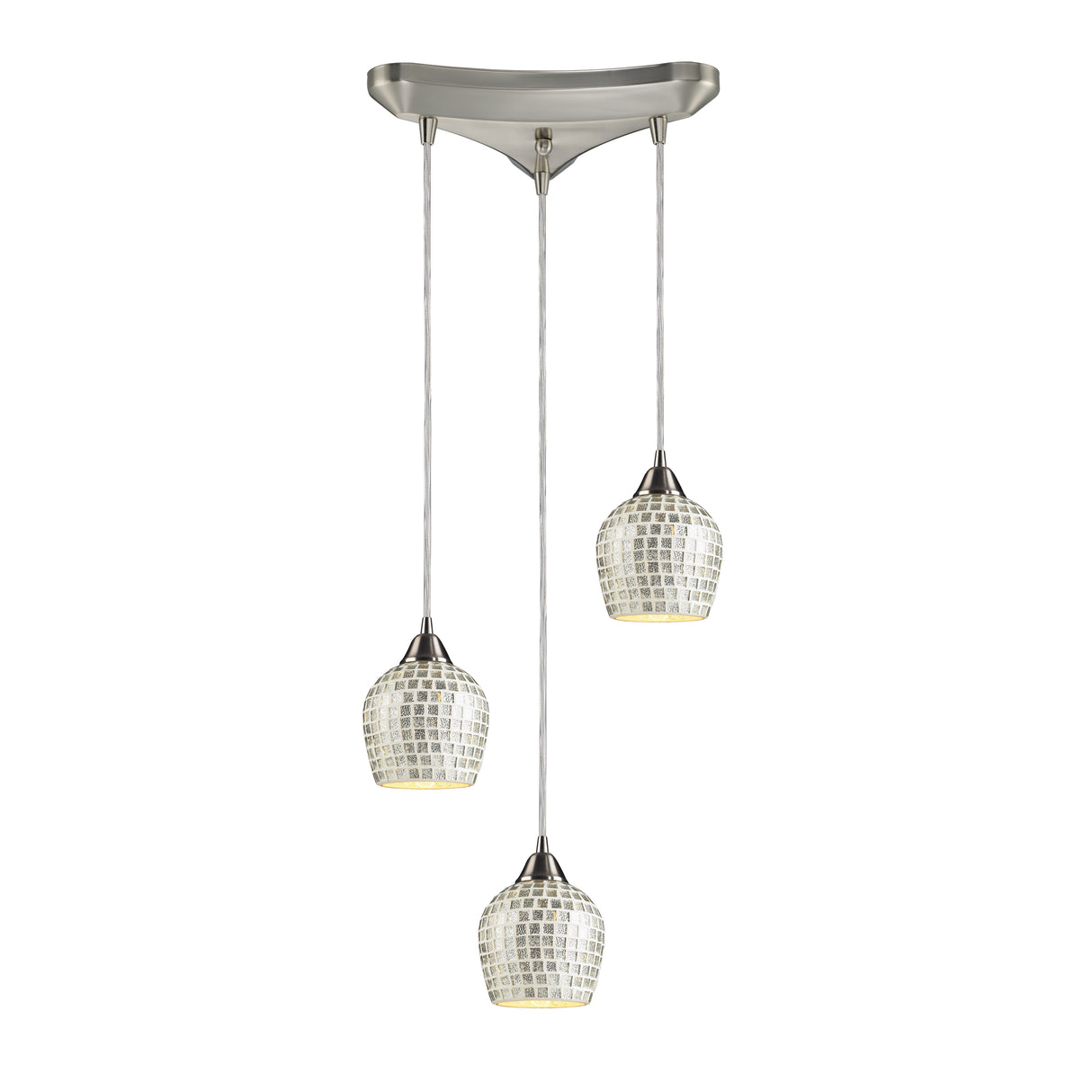 Elk 528-3SLV Fusion 10'' Wide 3-Light Pendant - Satin Nickel with Silver Mosaic