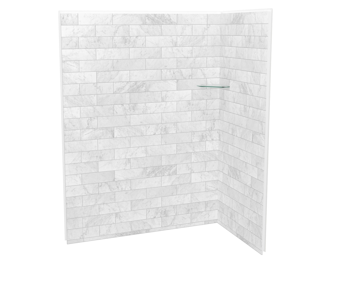 MAAX 107465-307-508 Utile 6032 Composite Direct-to-Stud Two-Piece Corner Shower Wall Kit in Marble Carrara