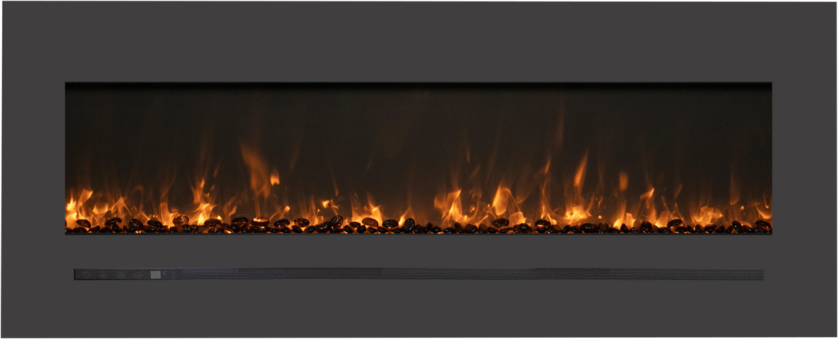 Amantii WM-FML-72-7823-STL Wall Mount / Flush Mount - 72" Electric Fireplace with a Steel Surround and Glass Media